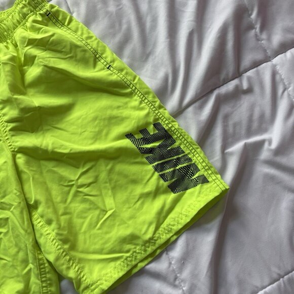 Nike Boys Size Large Swim Trunks Bathing Suit Bottom Lined Neon Yellow Green - Picture 2 of 8
